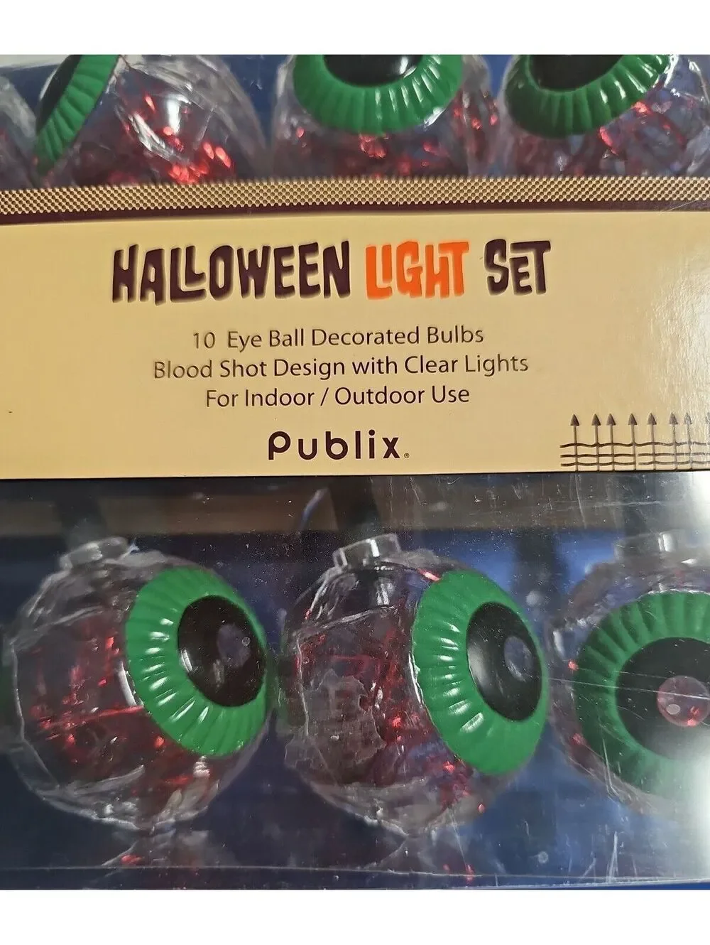 Publix Halloween Bloodshot Eyeball String Lights – 10 Bulbs – Tested & Working